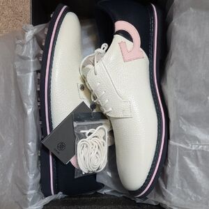 G/FORE White and Pink Athlet Golf Shoe